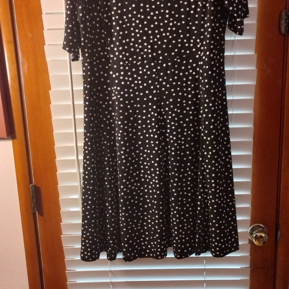 Women's polka dot dress-base is black with white dots